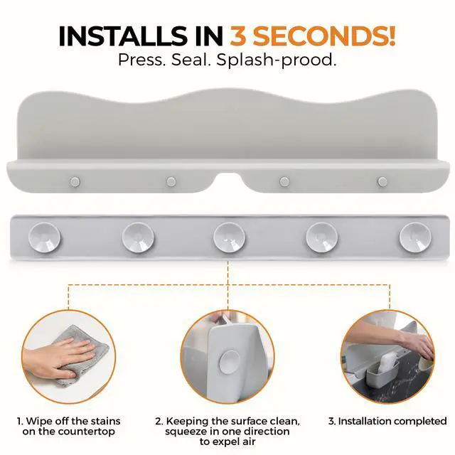 Alt view image 6 of 7 - Silicone Sink Splash Guard with Sponge Holder for Kitchen Sink,19.5"