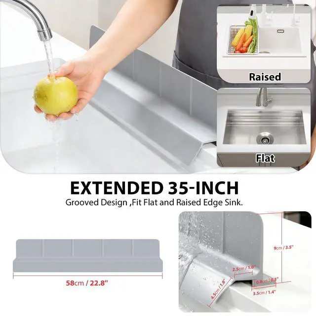 Alt view image 2 of 7 - Silicone Sink Splash Guard, Grey, 23''x3.5''
