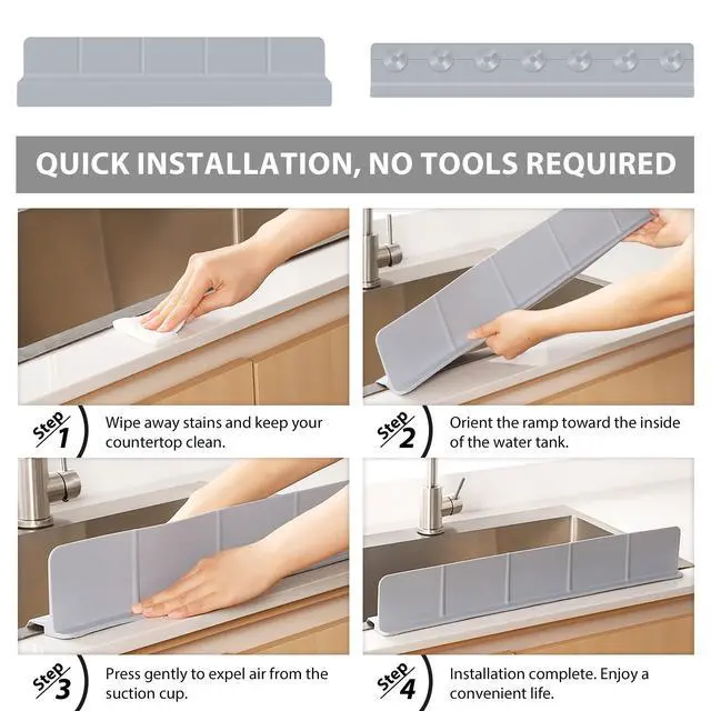 Alt view image 5 of 7 - Silicone Sink Splash Guard, Grey, 23''x3.5''