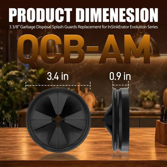 Alt view image 5 of 7 - 3 3/8" Garbage Disposal Splash Guard, QCB-AM Sink Baffle Replacement for InSinkErator Evolution Series, Upgraded Removable Quiet Collar Drain Plugs, Garbage Disposer Accessories, Black