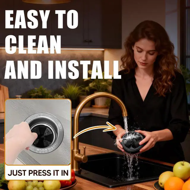Alt view image 7 of 7 - 3 3/8" Garbage Disposal Splash Guard, QCB-AM Sink Baffle Replacement for InSinkErator Evolution Series, Upgraded Removable Quiet Collar Drain Plugs, Garbage Disposer Accessories, Black