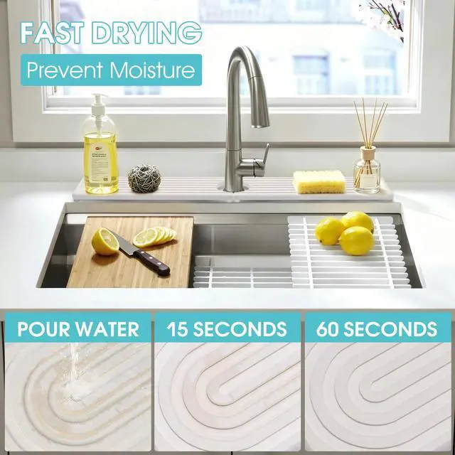 Alt view image 2 of 7 - Faucet Mat for Kitchen SinkQuick-Drying Diatomite Sink Faucet Mat