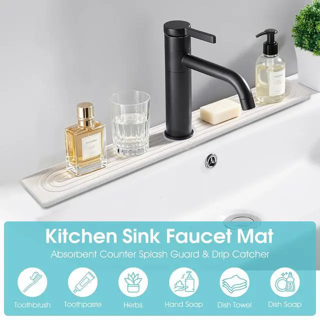 Alt view image 5 of 7 - Faucet Mat for Kitchen SinkQuick-Drying Diatomite Sink Faucet Mat