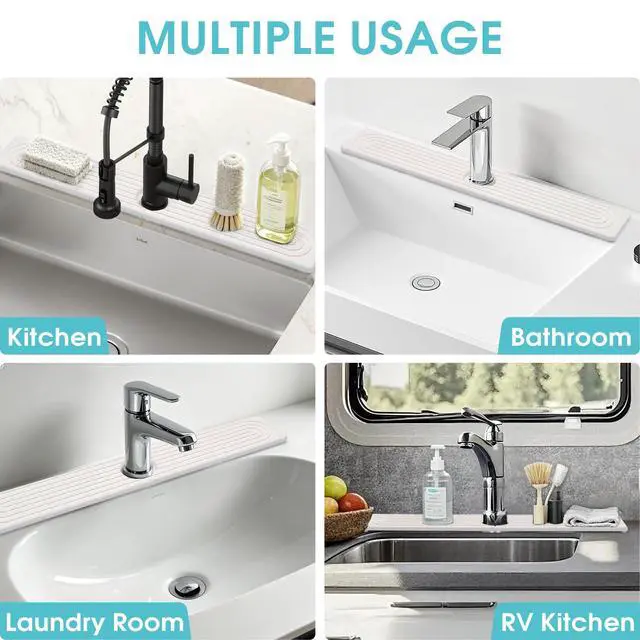 Alt view image 6 of 7 - Faucet Mat for Kitchen SinkQuick-Drying Diatomite Sink Faucet Mat
