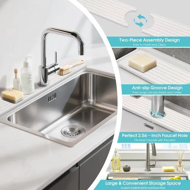 Alt view image 4 of 7 - Faucet Mat for Kitchen SinkQuick-Drying Diatomite Sink Faucet Mat