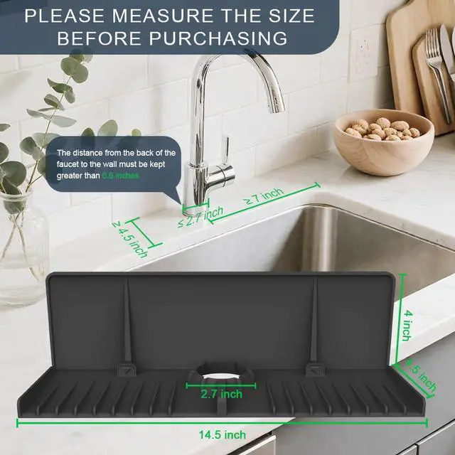 Alt view image 2 of 7 - Silicone Sink Splash Guard Behind Faucet, Faucet Mat Backsplash Guard Black