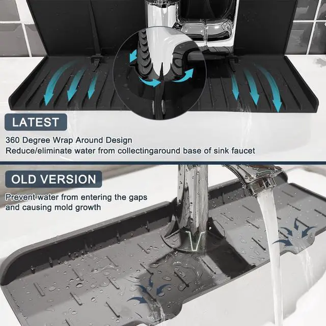 Alt view image 5 of 7 - Silicone Sink Splash Guard Behind Faucet, Faucet Mat Backsplash Guard Black