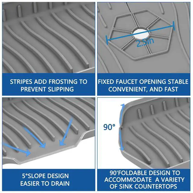 Alt view image 2 of 5 - Kitchen Sink Splash Guard Gen2-30" x 6'' Silicone Sink Mat Splash Guard fit for Countertop, Bathroom,Farmhouse,RV