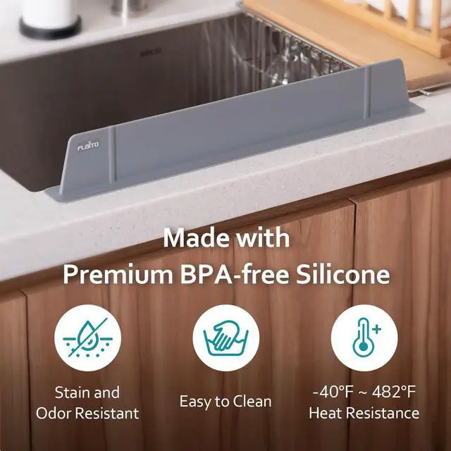 Alt view image 6 of 7 - 1 Pack Sink Splash Guard for Faucet, Kitchen Water Guard, Gray