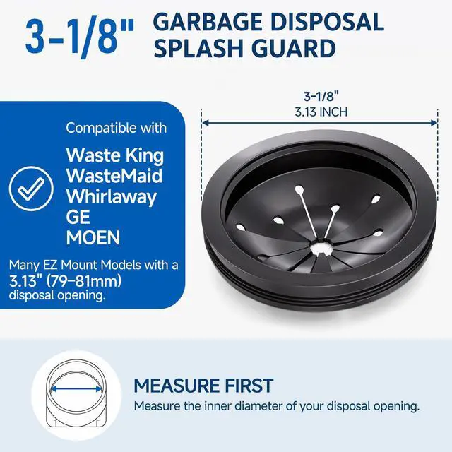 Alt view image 2 of 7 - Garbage Disposal Splash Guard Collar Sink Baffle, Food Waste Disposer Parts Accessories, 3-1/8 Inch Multi-function Drain Plugs for Garbage Disposals