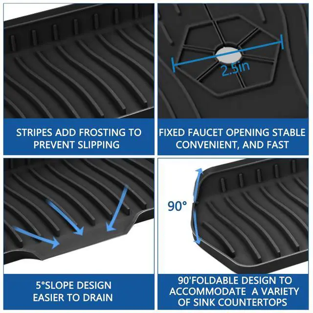 Alt view image 3 of 6 - Kitchen Sink Splash Guard Gen2-30" x 6'' Silicone Sink Mat Splash Guard fit for Countertop, Bathroom,Farmhouse,RV