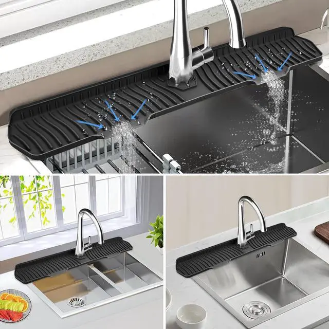 Alt view image 4 of 6 - Kitchen Sink Splash Guard Gen2-30" x 6'' Silicone Sink Mat Splash Guard fit for Countertop, Bathroom,Farmhouse,RV