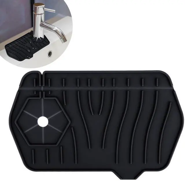 Main image of Silicone Sink Splash Guard Kitchen Splash Guard for Sink Splash Prevention Faucet Mat for Kitchen Sink Faucet Guard, Draining Mat Faucet Mat for Kitchen Sink Faucet Splash GuardBlack