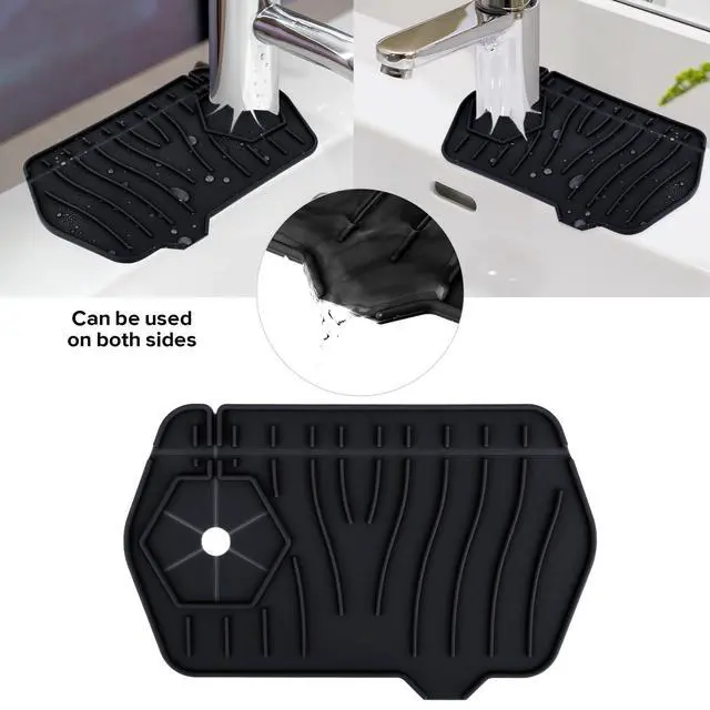 Alt view image 3 of 7 - Silicone Sink Splash Guard Kitchen Splash Guard for Sink Splash Prevention Faucet Mat for Kitchen Sink Faucet Guard, Draining Mat Faucet Mat for Kitchen Sink Faucet Splash GuardBlack