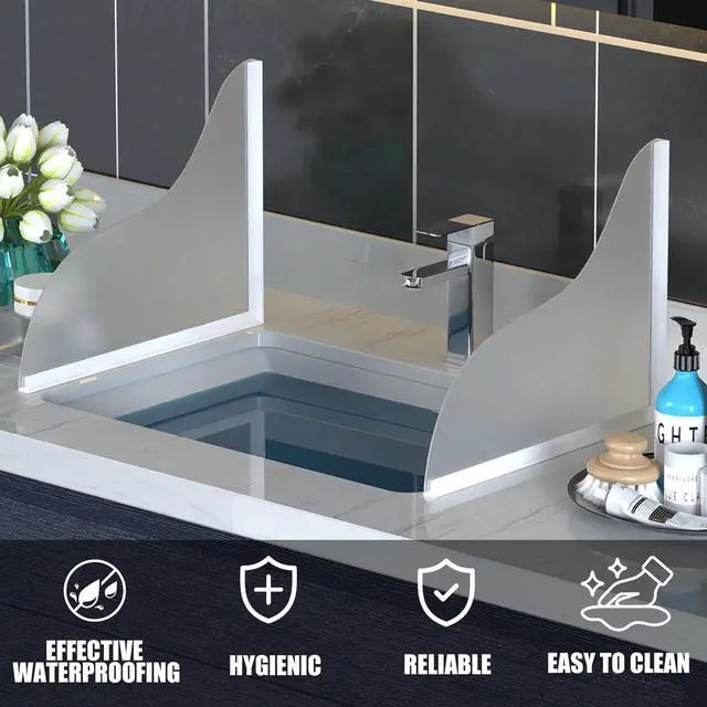 Alt view image 2 of 5 - Shower Splash Guard Kit - Large Size Thickened Water Blocker with Extra-strong Adhesive for Walk-in Shower/Bathroom/Bathtub/Kitchen Sink - White Frosted/Matte Acrylic Plate Pack of 2(10"x12")