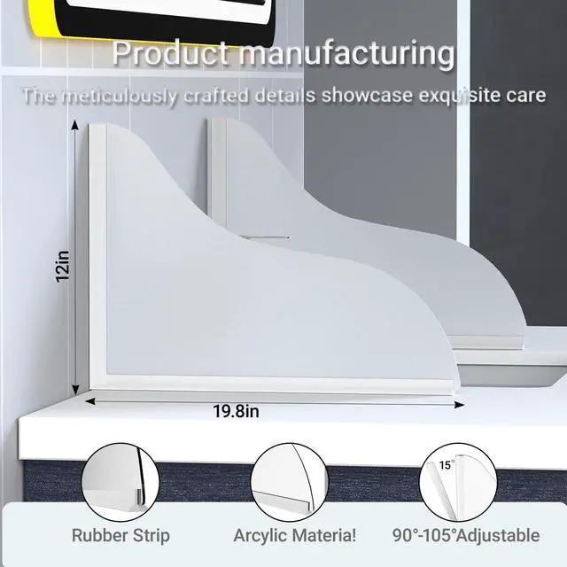 Alt view image 4 of 5 - Shower Splash Guard Kit - Large Size Thickened Water Blocker with Extra-strong Adhesive for Walk-in Shower/Bathroom/Bathtub/Kitchen Sink - White Frosted/Matte Acrylic Plate Pack of 2(10"x12")