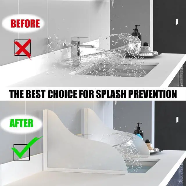 Alt view image 3 of 5 - Shower Splash Guard Kit - Large Size Thickened Water Blocker with Extra-strong Adhesive for Walk-in Shower/Bathroom/Bathtub/Kitchen Sink - White Frosted/Matte Acrylic Plate Pack of 2(10"x12")