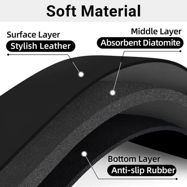 Alt view image 3 of 7 - Faucet Mat for Kitchen Sink Cuttable, 24 Inch Long Sink Splash Guard Behind Faucet, Super Absorbent Diatomite Sink Protector Mat, Bathroom Water Splash Guard Fast Dry, Easy to Cut, Black