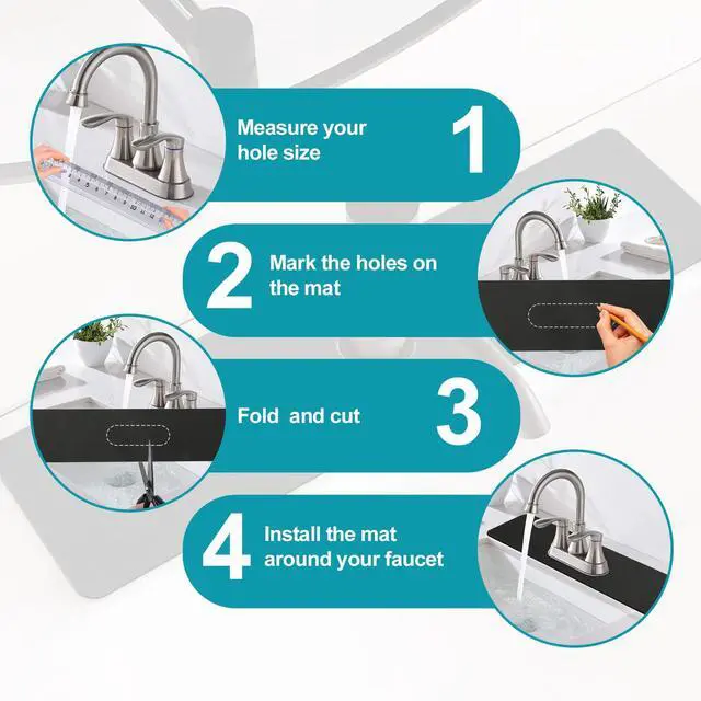 Alt view image 2 of 7 - Customizable Kitchen Sink Faucet Mat: 30"Lx5.5"W Absorbent Splash Guard
