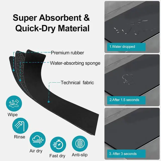 Alt view image 4 of 7 - Customizable Kitchen Sink Faucet Mat: 30"Lx5.5"W Absorbent Splash Guard