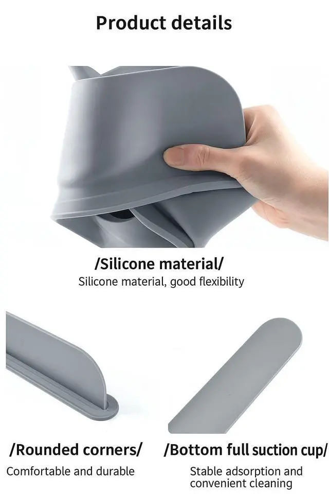 Alt view image 6 of 7 - AMSHI Silicone Sink Splash Guard 19.3 Faucet Water Barrier Shield, No Glue No Tools Required, BPA-Free Waterproof Faucet Protector for Kitchen & Bathroom Countertop, Gra