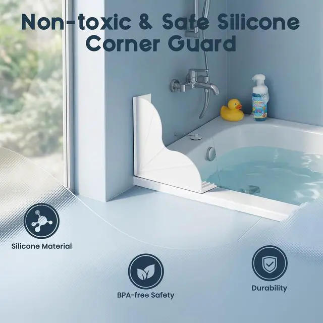 Alt view image 4 of 7 - Shower Splash Guard for Bathtub 2 Packs, Silicone Bathtub Water Guard Kit, Waterproof Bath Tub Water Blocker, Shower Corner Guards to Keep Water in Shower or Bath - White