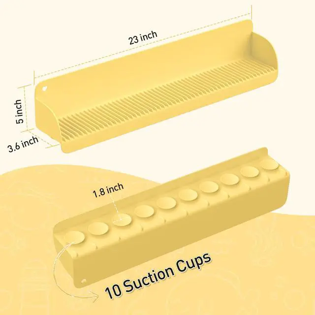 Alt view image 2 of 6 - 24 Inch Bathtub Splash Guard with 10 Suction Cups, Yellow
