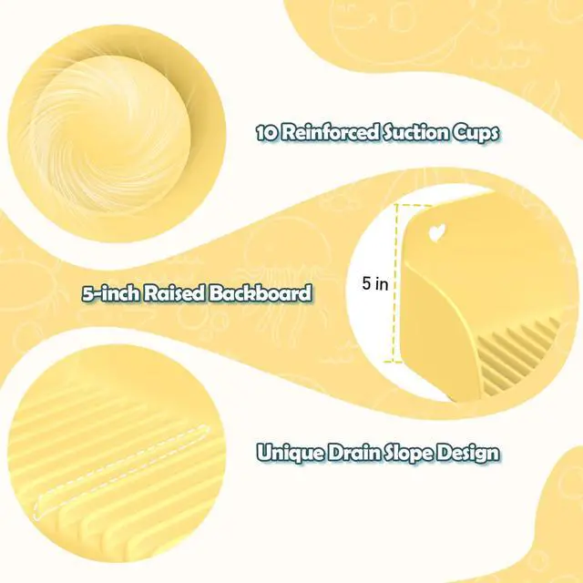 Alt view image 3 of 6 - 24 Inch Bathtub Splash Guard with 10 Suction Cups, Yellow