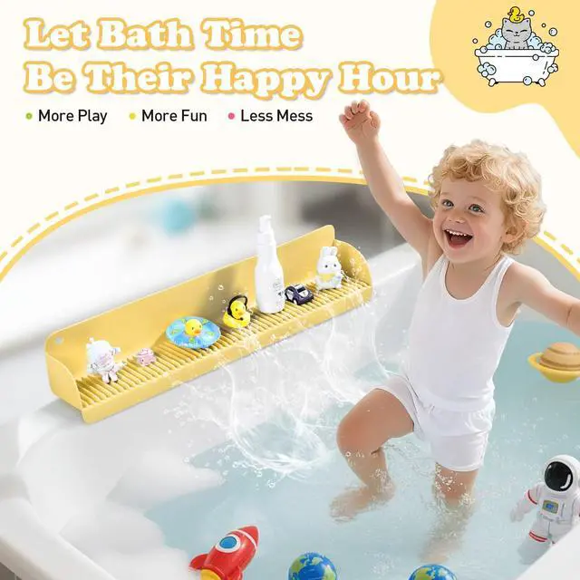 Main image of 24 Inch Bathtub Splash Guard with 10 Suction Cups, Yellow