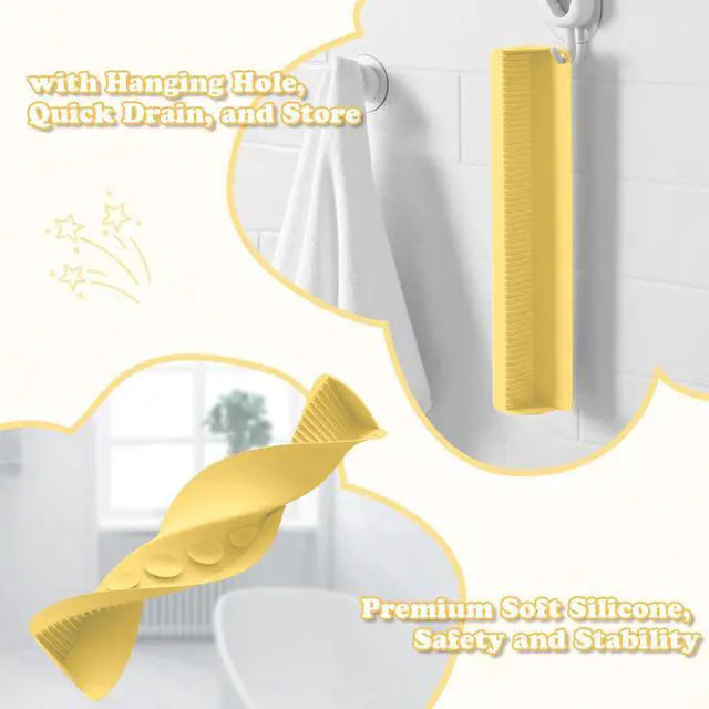 Alt view image 4 of 6 - 24 Inch Bathtub Splash Guard with 10 Suction Cups, Yellow