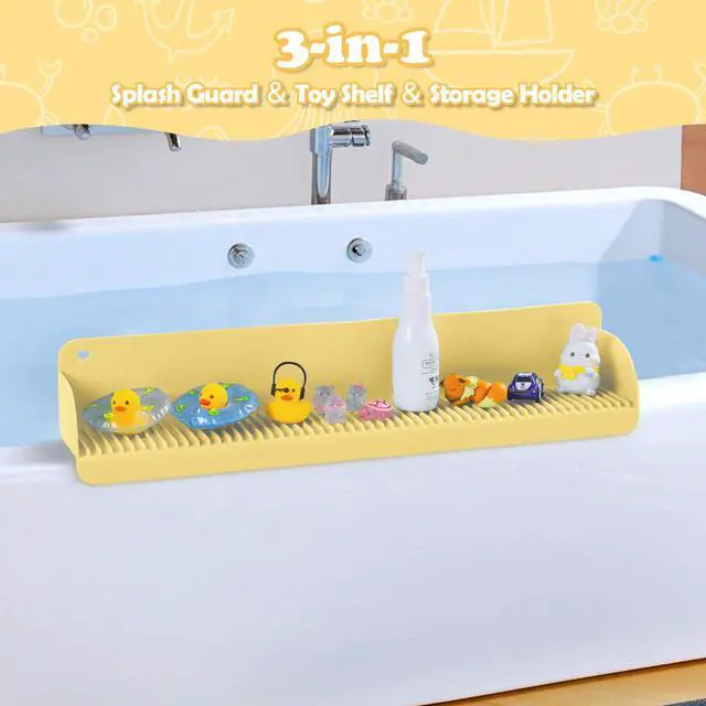 Alt view image 6 of 6 - 24 Inch Bathtub Splash Guard with 10 Suction Cups, Yellow