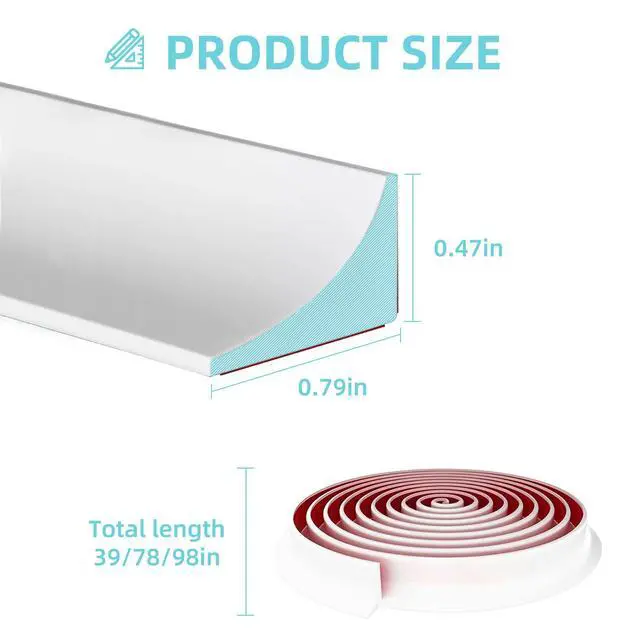 Alt view image 2 of 7 - Shower Threshold Water Dam,Walk in Shower Water Guard, Shower Dam Water Barrier Bathroom Sink Splash for Dry And Wet Separation Caulk Seal Strip Edge Trim (39Inch, White)
