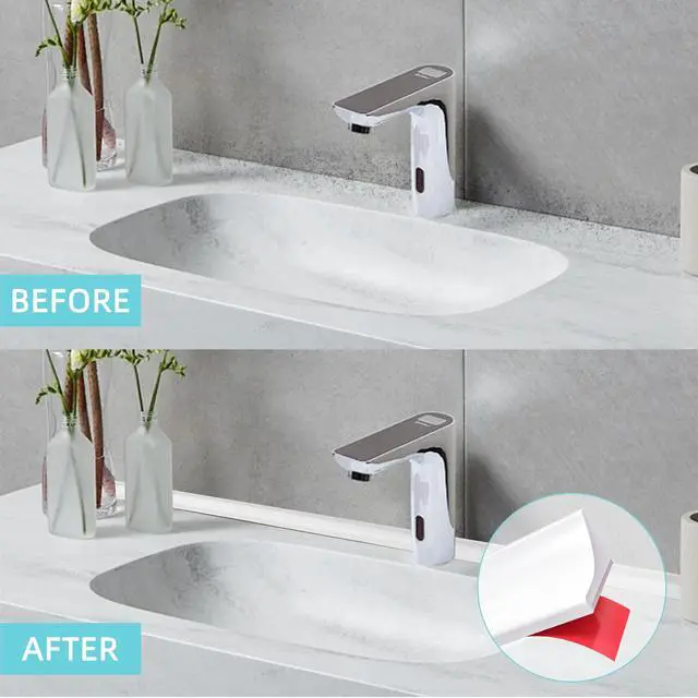 Alt view image 5 of 7 - Shower Threshold Water Dam,Walk in Shower Water Guard, Shower Dam Water Barrier Bathroom Sink Splash for Dry And Wet Separation Caulk Seal Strip Edge Trim (39Inch, White)