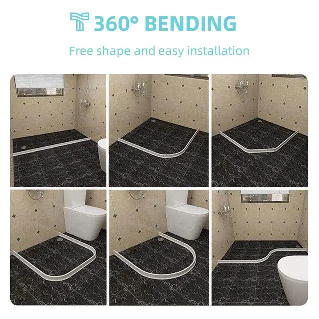 Alt view image 6 of 7 - Shower Threshold Water Dam,Walk in Shower Water Guard, Shower Dam Water Barrier Bathroom Sink Splash for Dry And Wet Separation Caulk Seal Strip Edge Trim (39Inch, White)