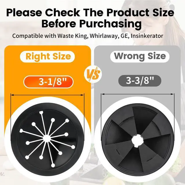 Alt view image 6 of 7 - Garbage Disposal Splash Guard, 2 Pack 3 1/8" Sink Baffle Disposer Drain Splash Guard Collar Rubber Replacement Quiet Cover for Waste King, Whirlaway, GE Disposer