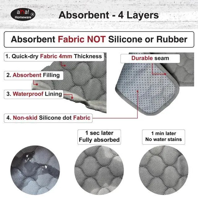 Alt view image 4 of 6 - Bathroom Sink Splash Guard 3-Round-Hole : Faucet Mat for Bathroom Sink 3 Holes (Gray & Gray)