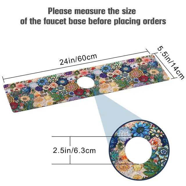 Alt view image 4 of 7 - Sink Faucet Absorbing Mat, 2 Pack Drying Mat Around Faucet Sink Splash Guard Behind Faucet Sinkmat For Kitchen Bathroom Island Rv 24 * 5.5 Inch (60 * 14 cm)