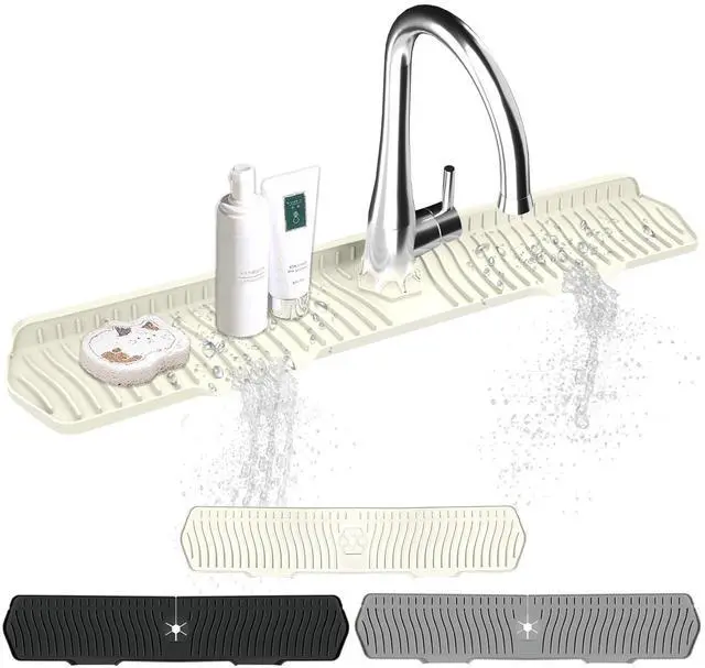 Main image of Kitchen Sink Splash Guard Gen2-30" x 6'' Silicone Sink Mat Splash Guard fit for Countertop, Bathroom,Farmhouse,RV (off white)