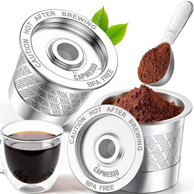 Main image of Reusable K Cups for Keurig: NO Grit Stainless Steel Coffee Pod for Keurig 1.0 Coffee Machine - Dual-Mesh Filter for Richer Coffee Tea,BPA Free, No Plastic,Easy to Clean,Scoop & Brush (2 Pack)