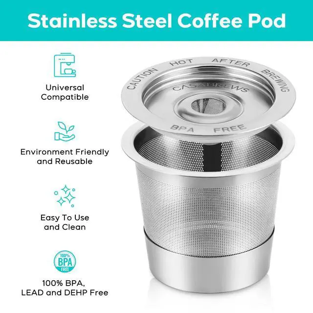 Alt view image 4 of 7 - CASKF02 Reusable K Cup Filters, 2 Pack Stainless Steel Refillable Coffee Pods for Keurig 1.0 Brewers, Universal Fit, Eco-Friendly & BPA-Free