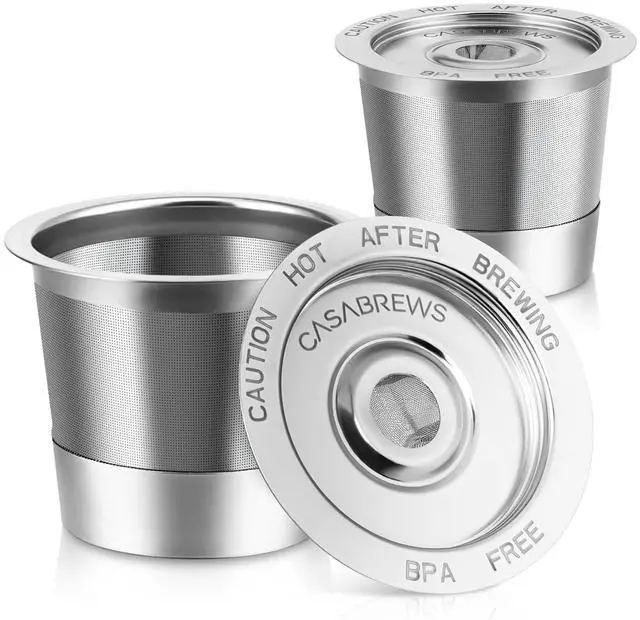 Main image of CASKF02 Reusable K Cup Filters, 2 Pack Stainless Steel Refillable Coffee Pods for Keurig 1.0 Brewers, Universal Fit, Eco-Friendly & BPA-Free