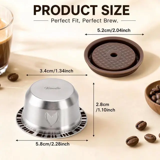 Alt view image 7 of 7 - Refillable Coffee Capsule : Compatible with Nespresso Vertuo Coffee Capsules, 230ml Stainless Steel Reusable Coffee Pod Kit with 1 Silicone Lid, 1 Spoon, 1 Brush