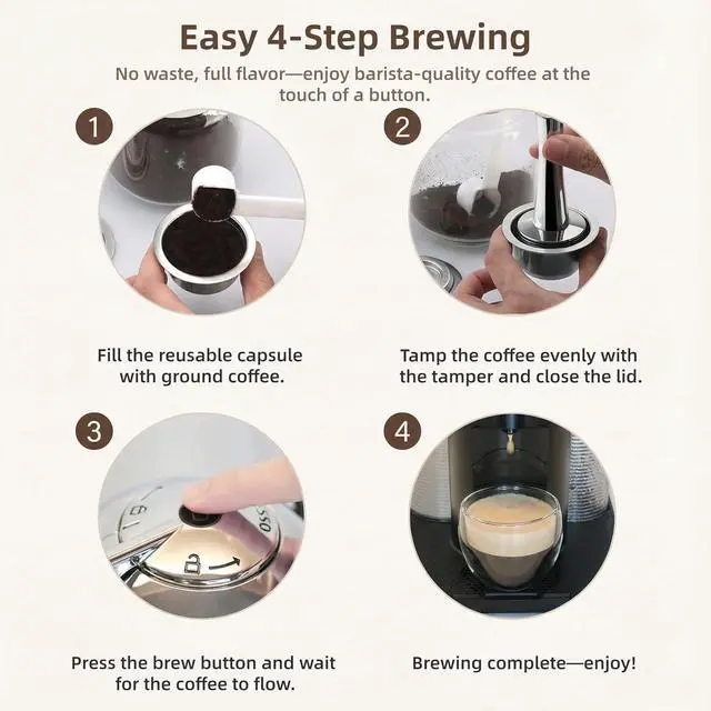 Alt view image 6 of 7 - Refillable Coffee Capsule : Compatible with Nespresso Vertuo Coffee Capsules, 230ml Stainless Steel Reusable Coffee Pod Kit with 1 Silicone Lid, 1 Spoon, 1 Brush