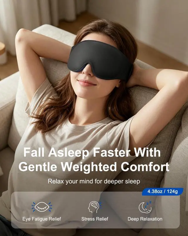 Alt view image 2 of 7 - Weighted Eye Mask for Sleeping, 100% Blackout Sleep Mask for Women and Men