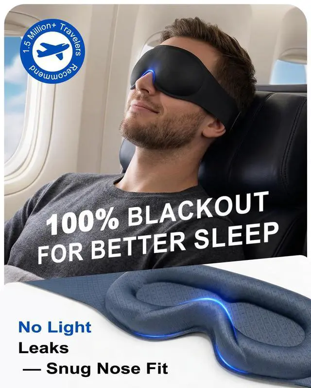 Alt view image 3 of 7 - Weighted Eye Mask for Sleeping, 100% Blackout Sleep Mask for Women and Men
