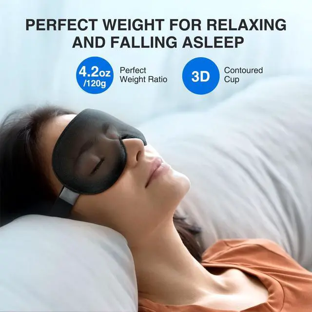 Alt view image 2 of 7 - Weighted Sleep Mask for Women Men, 3D Light Blocking Eye Mask, Black