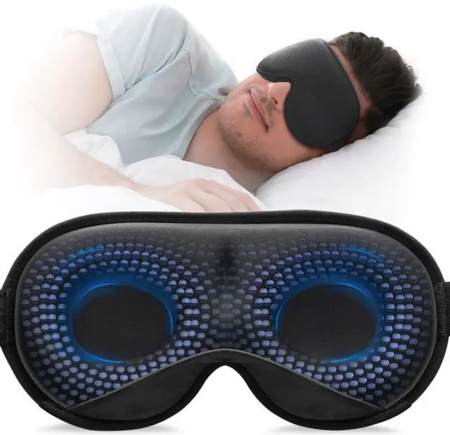 Main image of Weighted Sleep Mask for Women Men, 3D Light Blocking Eye Mask, Black