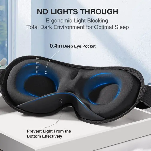 Alt view image 4 of 7 - Weighted Sleep Mask for Women Men, 3D Light Blocking Eye Mask, Black