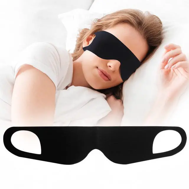 Main image of Zero Pressure Sleep Mask - Lightweight Breathable Blockout Eye Mask for Sleeping with Ear Hanging Elastic Strap for All Sleep Positions Men Women Soft and Comfortable Black Eye Blinder Travel