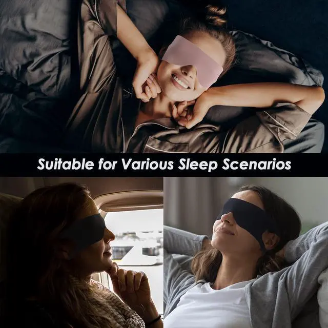 Alt view image 6 of 7 - Zero Pressure Sleep Mask - Lightweight Breathable Blockout Eye Mask for Sleeping with Ear Hanging Elastic Strap for All Sleep Positions Men Women Soft and Comfortable Black Eye Blinder Travel